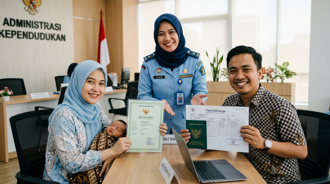 Penyerahan Akta Kelahiran dan Kartu Keluarga Baru